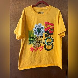 AKOO Graphic T-Shirt 3XL Yellow Vicious Without Control Streetwear Tee